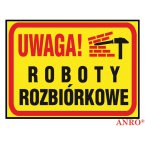 Tablica budowlana „Uwaga! Roboty budowlane"